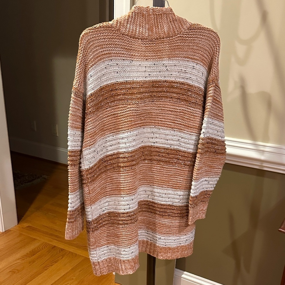 VENUS Women's Striped Cardigan - peachy pink and White - Picture 3 of 3